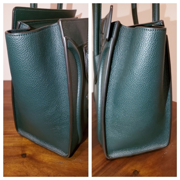 Celine Micro Luggage Handbag Dark Green Authentic - Picture 7 of 16